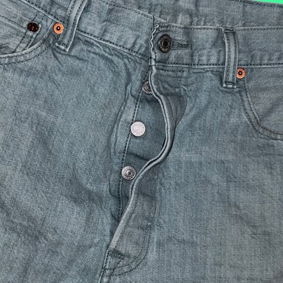 Levi's Green Wash Button Fly 501 White Oak Denim Jeans Size 33x27 - Picture 2 of 8